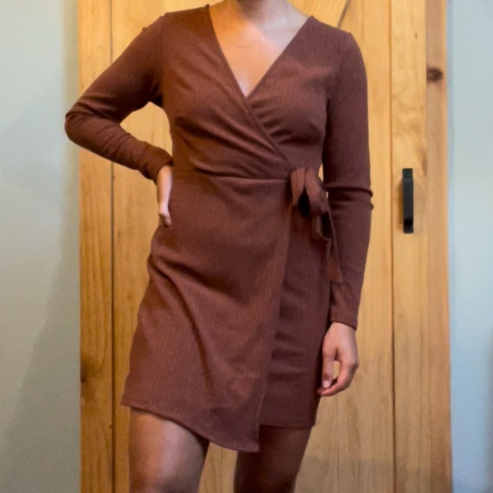 Brown Wrap Dress